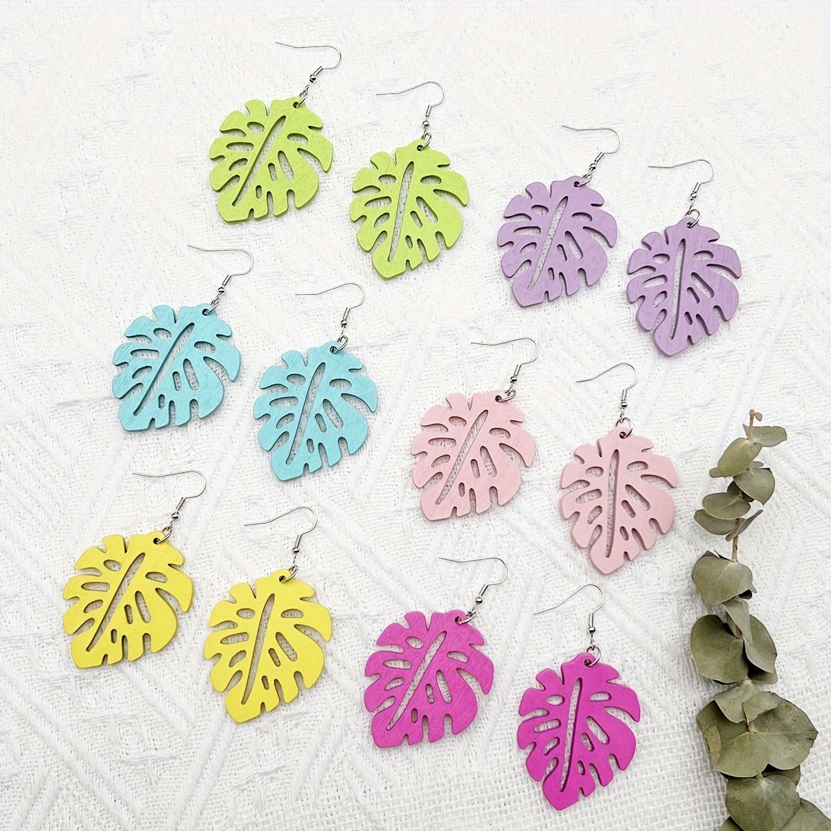 Bohemian Wooden Earrings Set - Cross Border Vacation Style